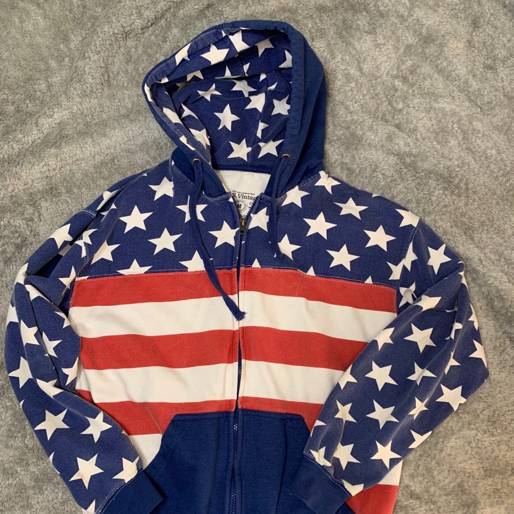 American Flag Zip Sweater